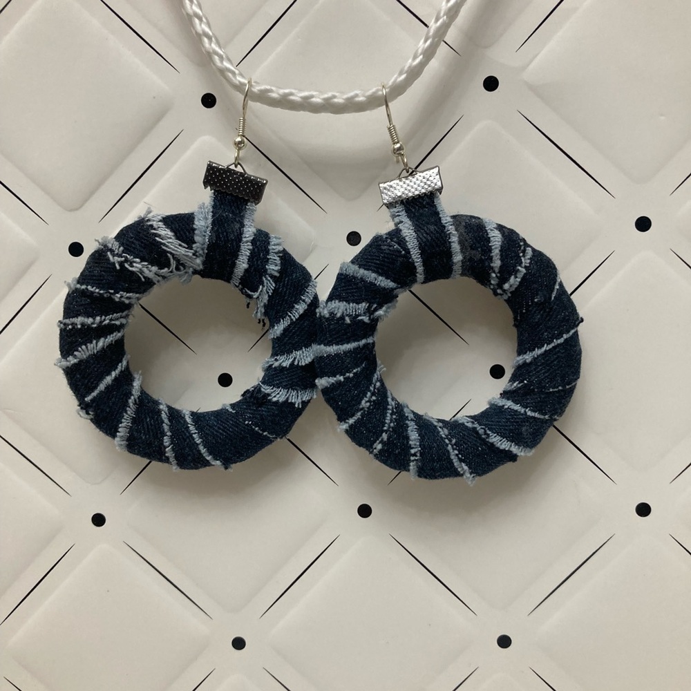 Denim circle earrings
